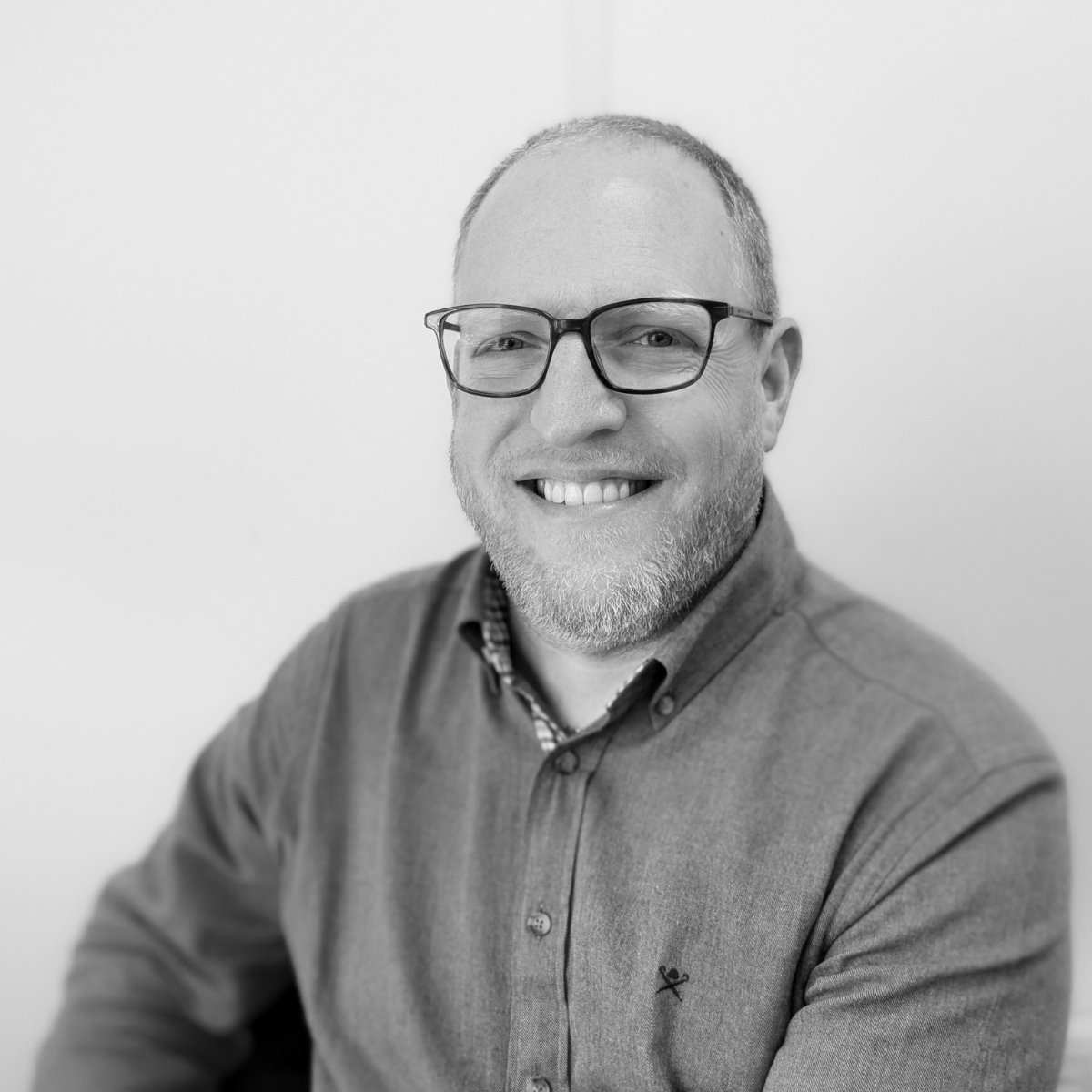 black and white photo of Darren Garside Flexible Lab Solutionjs Robotics Laboratory Automation Data